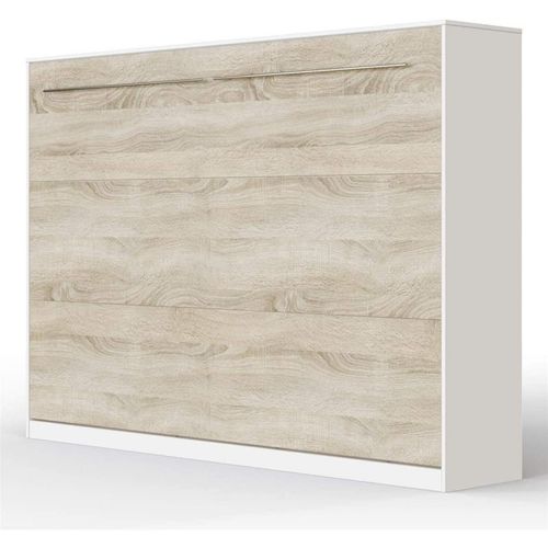 Armoire Lit Escamotable 140x200 Cm Supérieur Horizontal Mural Chêne Sonoma/blanc