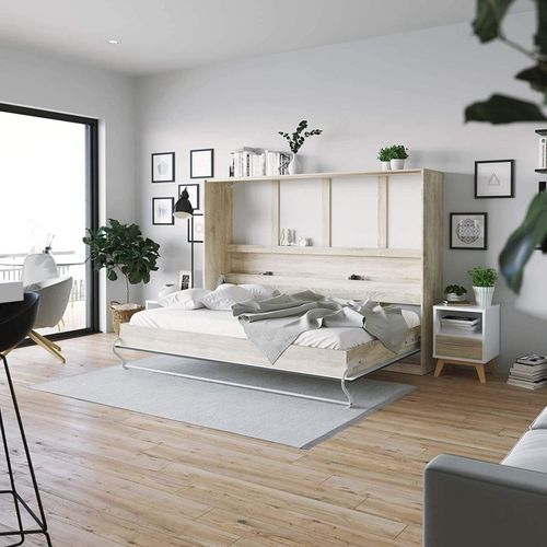 Armoire Lit Escamotable 140x200 Cm Supérieur Horizontal Mural Chêne Sonoma/anthracite