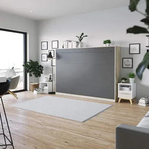 Armoire Lit Escamotable 140x200 Cm Supérieur Horizontal Mural Chêne Sonoma/anthracite