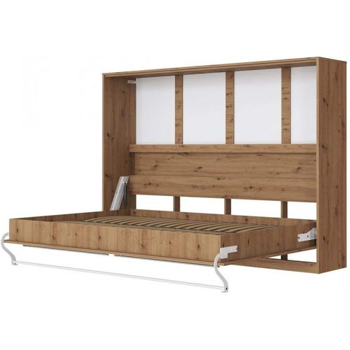 Armoire Lit Escamotable 140x200 Cm Supérieur Horizontal Mural Chêne Sauvage/chêne Sauvage