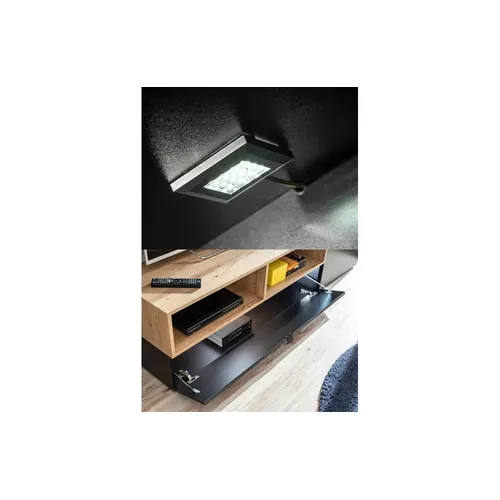 Ensemble Meuble TV Nano Noir Mat Et Bois Artisana 175 Cm