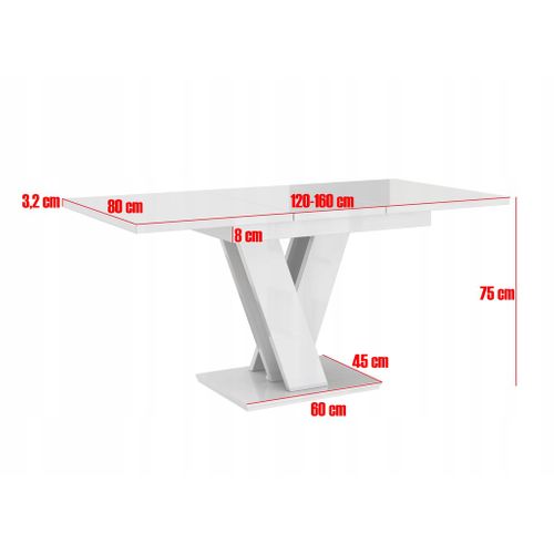 Table à Manger Extensible Massi - Blanc Laque 120 - 160 Cm