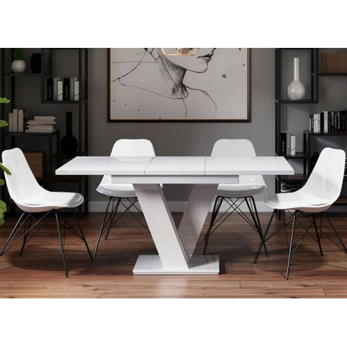 Table à Manger Extensible Massi - Blanc Laque 120 - 160 Cm