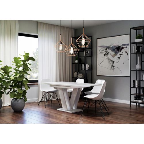 Table à Manger Extensible Massi - Blanc Laque 120 - 160 Cm
