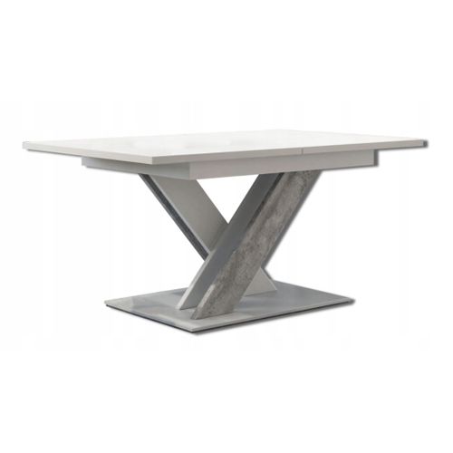 Table à Manger Extensible Bruce - Beton Et Blanc 140 - 180 Cm