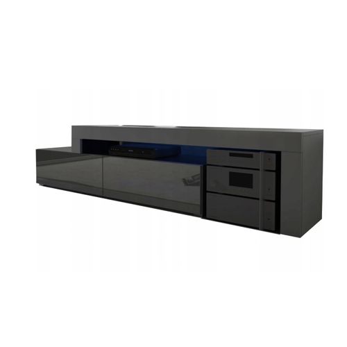 Meuble TV Flex Noir M Et Noir Laqué - LED Inclus - Extensible - Angle