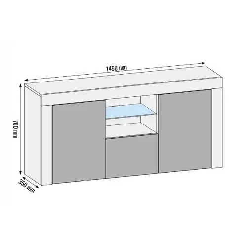 Meuble TV Haut Big Jive 145 Cm Blanc Laqué Avec LEDs