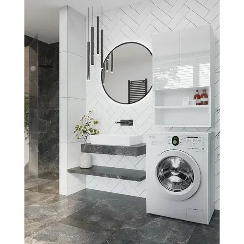 Laveo - Meuble Mural Pour Machine à Laver En Blanc Laqué 60 Cm