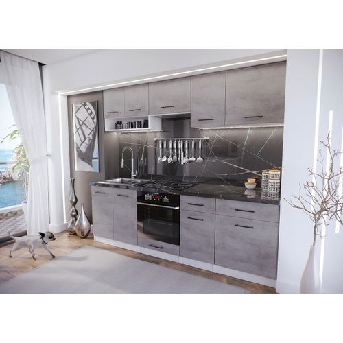 Cuisine Viki Finition Beton 8 éléments 240 Cm 18 Mm