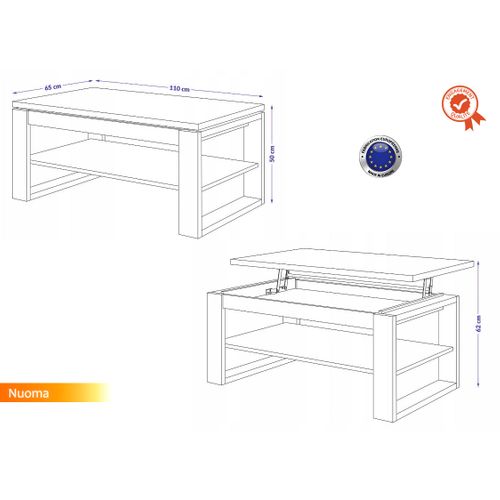 Table Basse Nuoma Bois / Gris Relevable 65x110