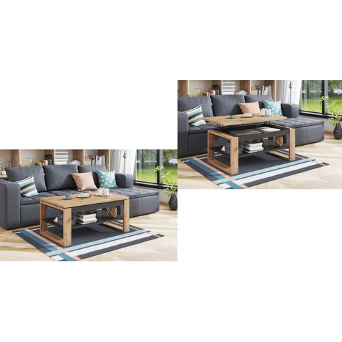 Table Basse Nuoma Bois / Gris Relevable 65x110