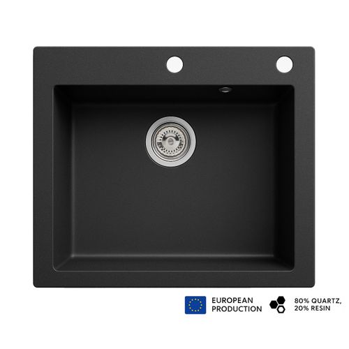 Evier Rectangulaire Noito Noir En Granit Premium - 1 Bac Sans Égouttoir Et Vidage Inclus