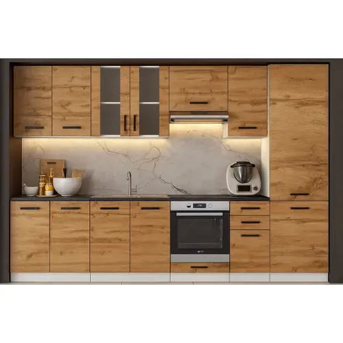 Cuisine Complète Jolly Bois Chêne 320 Cm Colonne Et Encastrement Four 9 éléments