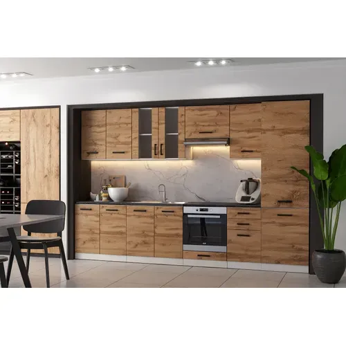 Cuisine Complète Jolly Bois Chêne 320 Cm Colonne Et Encastrement Four 9 éléments