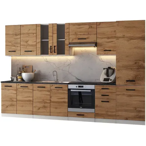 Cuisine Complète Jolly Bois Chêne 320 Cm Colonne Et Encastrement Four 9 éléments