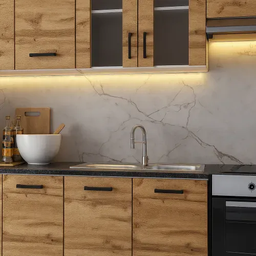 Cuisine Complète Jolly Bois Chêne 320 Cm Colonne Et Encastrement Four 9 éléments