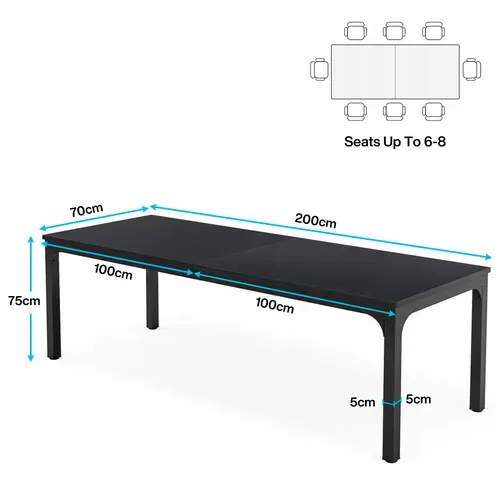 Bureau Informatique, Bureau Pour Ordinateur Portable,200 X 70 X 75 Cm, Noir