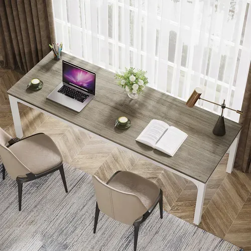 Bureau Informatique, Double Bureau Long Pour Chambre De Bureau à Domicile, 200x70x75 Cm