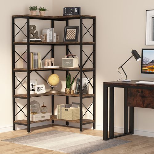 Bibliothèque D'angle, Grande Étagère D'angle Industrielle, Étagère D'angle Pour Salon