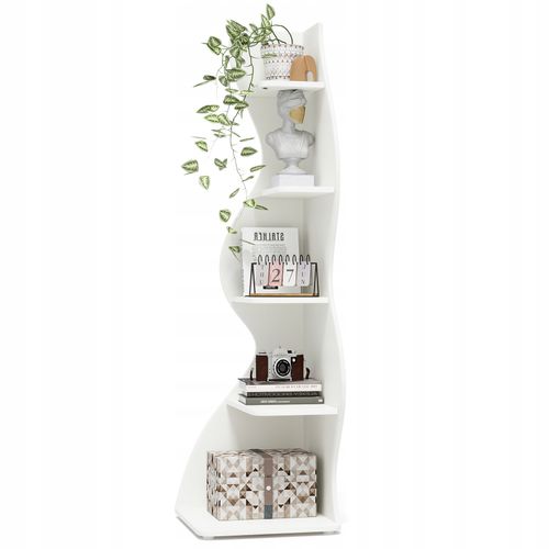 Étagère D'angle Moderne à 5 Niveaux, Petite Bibliothèque D'angle Élégante Pour La Salon
