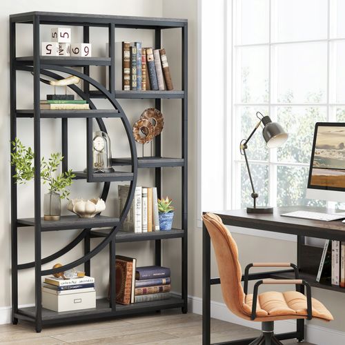Bibliothèque Industrielle à 5 Niveaux, Grande Étagère De Rangement Pour Salon