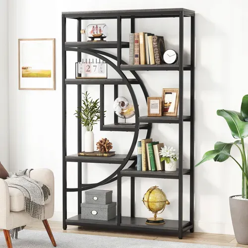 Bibliothèque Industrielle à 5 Niveaux, Grande Étagère De Rangement Pour Salon
