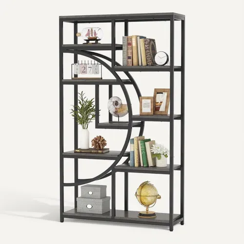 Bibliothèque Industrielle à 5 Niveaux, Grande Étagère De Rangement Pour Salon