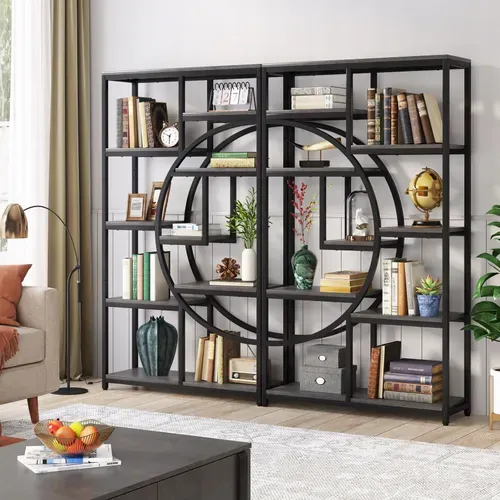 Bibliothèque Industrielle à 5 Niveaux, Grande Étagère De Rangement Pour Salon