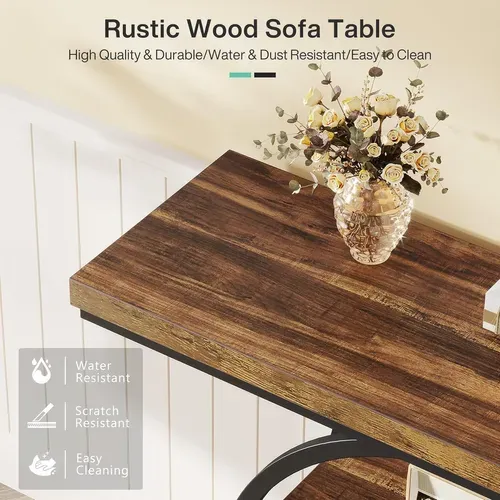Table Console Industrielle à 4 Niveaux Avec Base Circulaire, Pour Salon, Couloir, Foyer