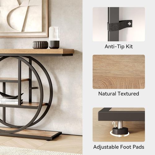 Table D'entrée à 4 Étages Derrière Le Canapé, Table De Canapé Farmhouse 105cm Pour Le Salon