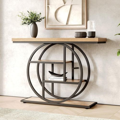 Table D'entrée à 4 Étages Derrière Le Canapé, Table De Canapé Farmhouse 105cm Pour Le Salon