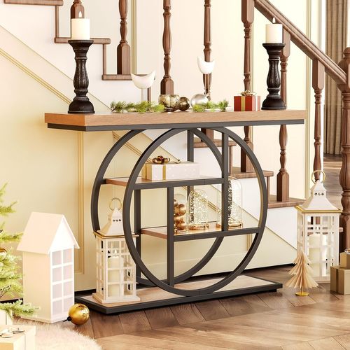 Table D'entrée à 4 Étages Derrière Le Canapé, Table De Canapé Farmhouse 105cm Pour Le Salon