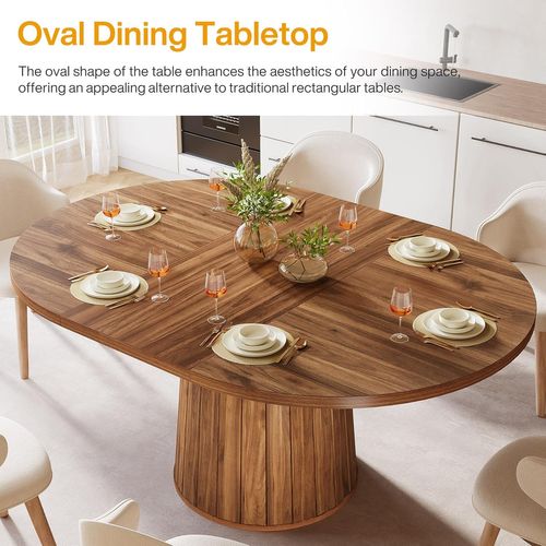 Table à Manger Ovale Pour 6 Personnes, Table à Manger En Bois De 140 Cm (marron)