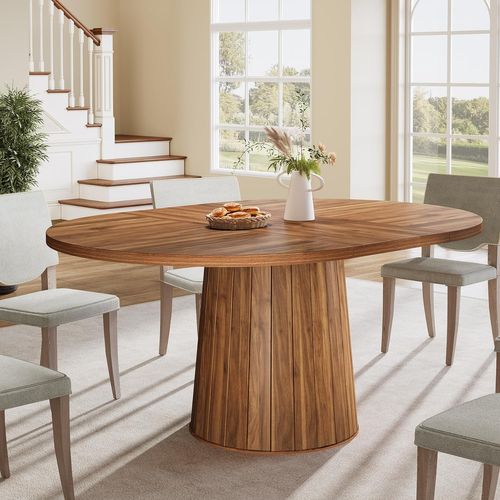 Table à Manger Ovale Pour 6 Personnes, Table à Manger En Bois De 140 Cm (marron)