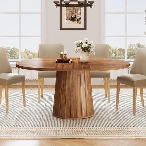 Table à Manger Ovale Pour 6 Personnes, Table à Manger En Bois De 140 Cm (marron)
