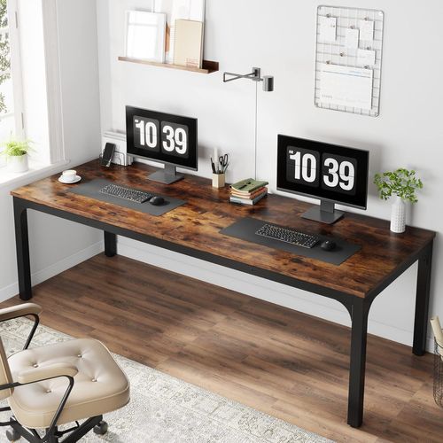 Bureau Informatique, Double Bureau Long Pour Chambre De Bureau à Domicile, 200 X 70 X 75 Cm