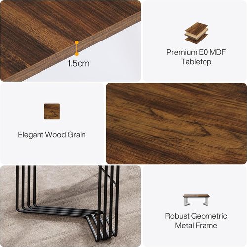 Bureau 200 Cm Pour 2 Personnes Avec Structure Géométrique Solide En Métal - Marron Rustique