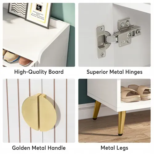 Meuble Chaussures Avec 2 Portes, 6 Étages Meuble De Rangement à Chaussures,75x 35x 110cm