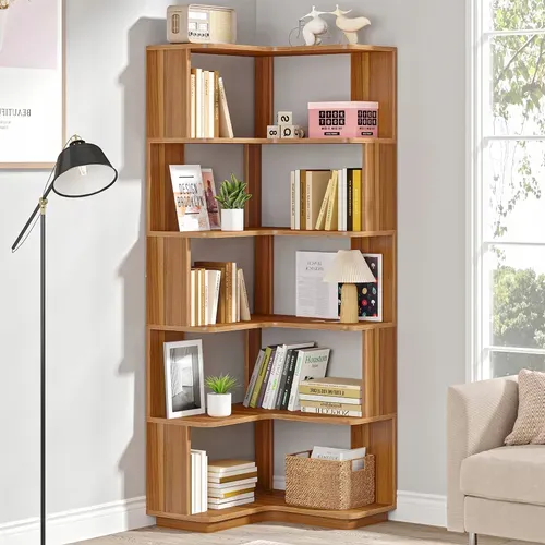 Bibliothèque D'angle à 6 Niveaux, Étagère De Rangement Pour Bureau à Domicile,salon