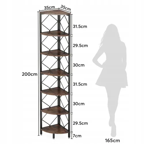 Bibliothèque D'angle Extra Haute De 7 Niveaux, Bibliothèque D'angle Industrielle Fine