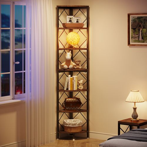 Bibliothèque D'angle Extra Haute De 7 Niveaux, Bibliothèque D'angle Industrielle Fine