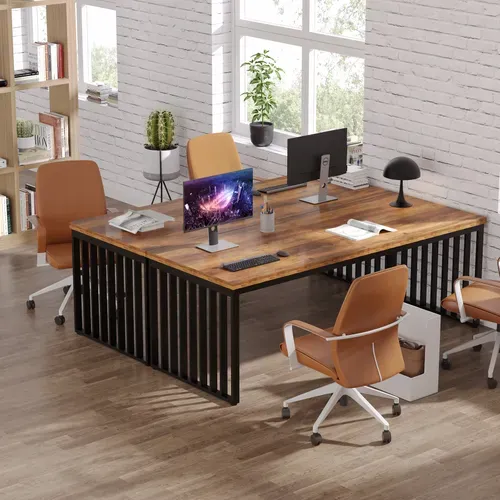 Bureau D'ordinateur, 180 Cm Grand Bureau, Poste De Travail Pour Bureau à Domicile, Marron