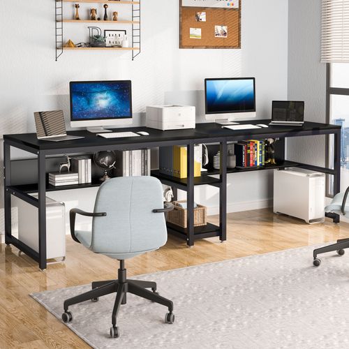 Bureau Double Pour Deux Personnes Avec Bibliothèque, Bureau D'ordinateur Double Pour Deux Personnes
