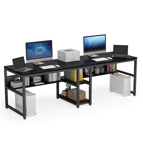 Bureau Double Pour Deux Personnes Avec Bibliothèque, Bureau D'ordinateur Double Pour Deux Personnes