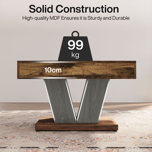 Table Basse Carrée, Table Basse Pour Salon, Moderne/industriel/rustique, Marron Rustique Et Noir