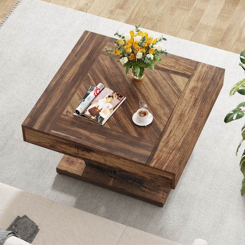 Table Basse Carrée, Table Basse Pour Salon, Moderne/industriel/rustique, Marron Rustique Et Noir