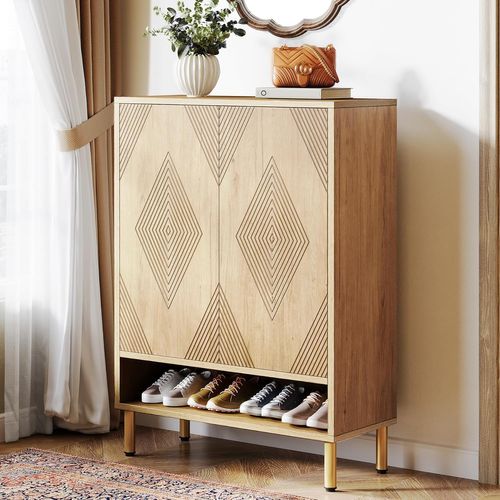 Armoire à Chaussures Avec 2 Portes, 73 X 35 X 115 Cm, 6 Étages Pour 25 Paires De Chaussures