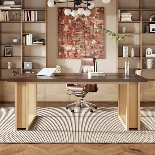 Bureau 160cm, Table Simple En Bois, Grande Table D'ordinateur Brun Rustique Pour Affaires