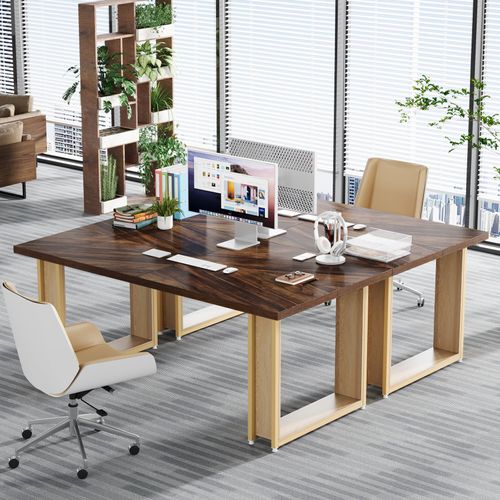Bureau 160cm, Table Simple En Bois, Grande Table D'ordinateur Brun Rustique Pour Affaires