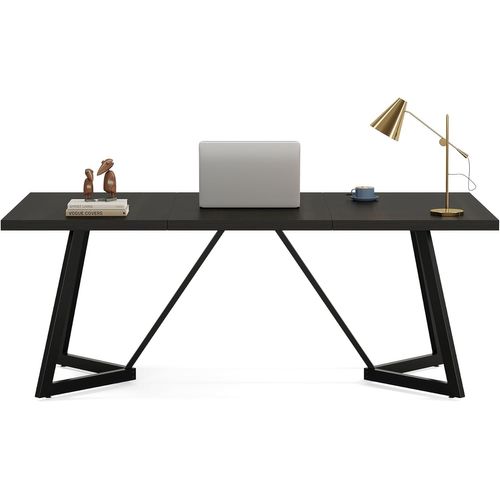 Grand Bureau Rectangulaire Pour Ordinateur Portable Avec Structure En Métal - 180 Cm - Noir